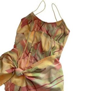 YELLOW ORANGE PRETTY LITTLE THING ABSTRACT PRINTED MINI DRESS